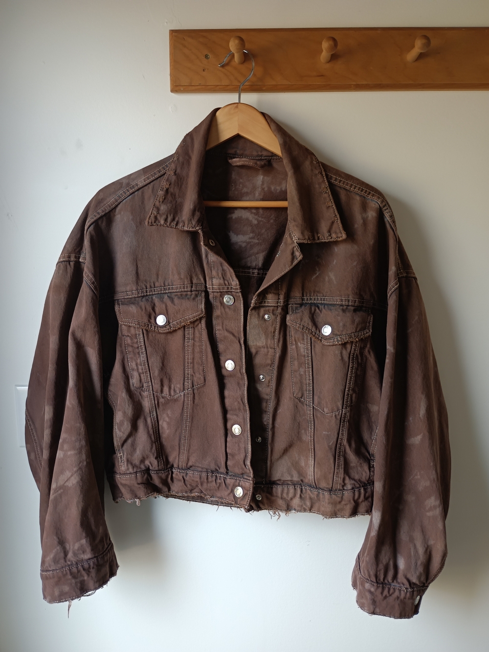 ZARA Distressed Brown Denim Jacket